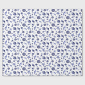 Blauwe en witte zeeschelpen cadeaupapier (Vlak)