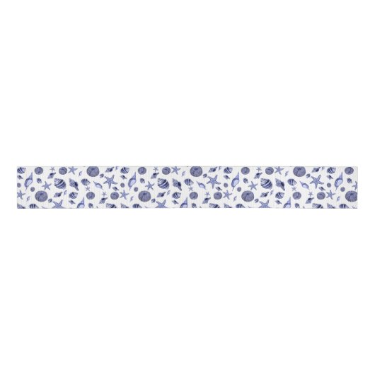 Blauwe en witte zeeschelpen grosgrain lint (Voorkant)