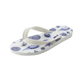 Blauwe en witte zeeschelpen  kinder teenslippers (Schuin)