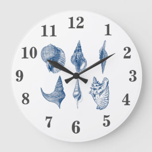  blauwe en witte zeeschok grote klok