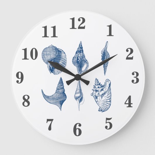 blauwe en witte zeeschok grote klok (Voorkant)