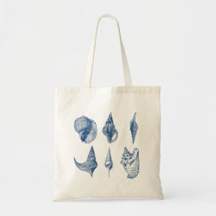 blauwe en witte zeeschok tote bag