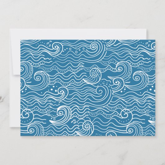 Blauwe en witte zomergolven aankondiging (Voorkant)
