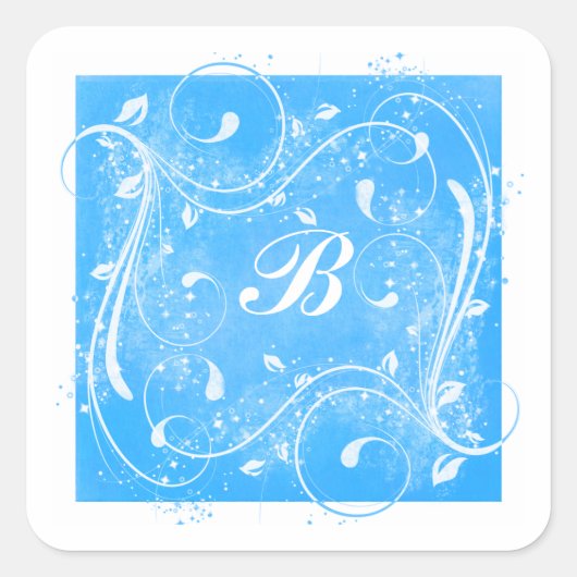 Blauwe en witte zwijn 1,5-inch monogrammen Sticker (Voorkant)