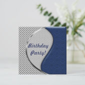 Blauwe en Zilveren Birthday-feestdagen Kaart (Staand voorkant)