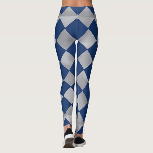 Blauwe en zilveren Harlequin Patterned Leggings (Achterkant)