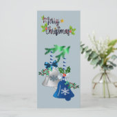 Blauwe en zilveren kerstKaart (Staand voorkant)