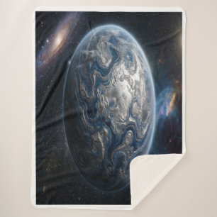 Blauwe en Zilveren Planeet Sherpa Deken