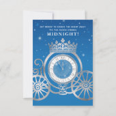Blauwe en Zilveren Schoen Cinderella Sweet 16 Verj Save The Date (Achterkant)