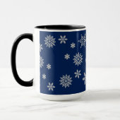 Blauwe en zilveren sneeuwvlokken mok (Links)