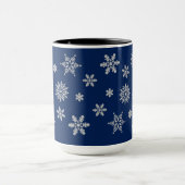 Blauwe en zilveren sneeuwvlokken mok (Midden)