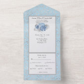 Blauwe en zilveren Waterverf voor afdrukken All In One Uitnodiging (Binnen)