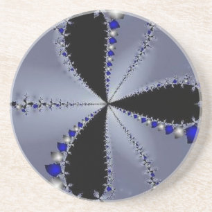 Blauwe en zilveren windmolen zandsteen onderzetter