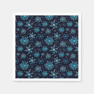 Blauwe en Zilveren Winter Sneeuwvlokken Servet