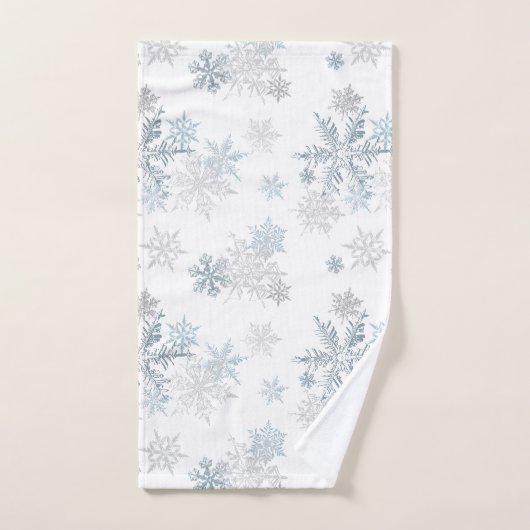 Blauwe en zilvergrijze winter Wonderland Snowflake Bad Handdoek (Handdoek)
