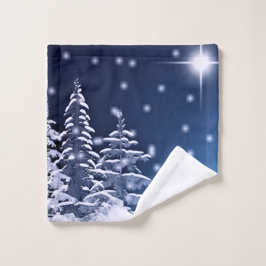 Blauwe en zilverwinter Kerstmis Bad Handdoek (Wasdoekje)