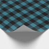 Blauwe en zwarte buffelcontrole cadeaupapier (Hoek)