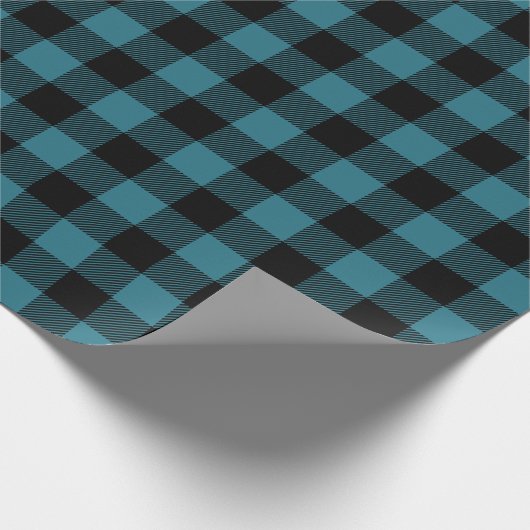 Blauwe en zwarte buffelcontrole cadeaupapier (Hoek)