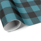 Blauwe en zwarte buffelcontrole cadeaupapier (Rol Hoek)