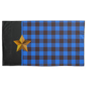 Blauwe en zwarte buffelplaat met één Gold Star Kussensloop (Voorkant-Links)