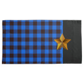 Blauwe en zwarte buffelplaat met één Gold Star Kussensloop (Voorkant-Rechts)