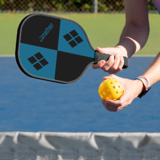 Blauwe en Zwarte Diamanten | Moderne Geometrische  Pickleball Paddle