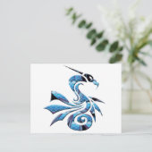Blauwe en zwarte draak briefkaart (Staand voorkant)