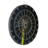 Blauwe en zwarte Dragonfly op groen en rood gras Dartbord (Voorkant Links)