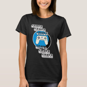 Blauwe en Zwarte Gamer   Videocontroller T-shirt
