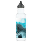 Blauwe en zwarte golf - speciaal gepersonaliseerde waterfles (Rechts)