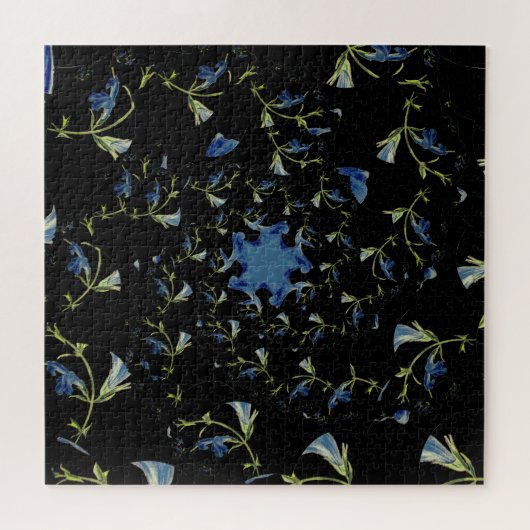 Blauwe en zwarte-grijze deelkunst legpuzzel (Horizontaal)