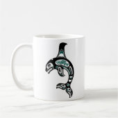 Blauwe en zwarte Haida Spirit Killer Whale Koffiemok (Links)