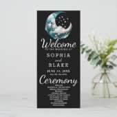 Blauwe en Zwarte Halve Maan Huwelijksprogramma (Staand voorkant)