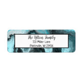 Blauwe en zwarte marmervochtige kunst etiket (Voorkant)