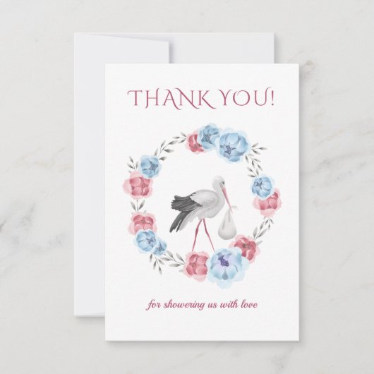 Blauwe en zwarte roze Waterverf Hartelijk dank Bedankkaart (Voorkant)