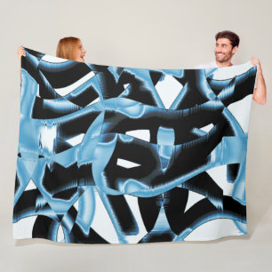 Blauwe en zwarte schraapsel of verbrijzelde linten fleece deken