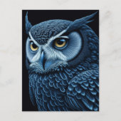 Blauwe en zwarte serieuze Uil Briefkaart (Voorkant)