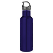 Blauwe en zwarte serieuze Uil Waterfles (Achterkant)