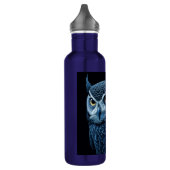 Blauwe en zwarte serieuze Uil Waterfles (Links)
