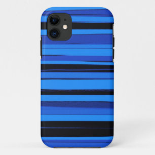 Blauwe en zwarte strepen grafische kunst iPhone 11 hoesje