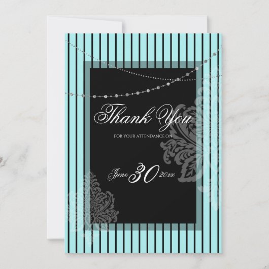 Blauwe en zwarte strepen Uitnodiging (Voorkant)