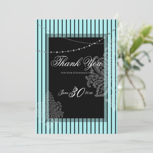 Blauwe en zwarte strepen Uitnodiging (Staand voorkant)