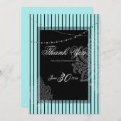 Blauwe en zwarte strepen Uitnodiging (Voorkant / Achterkant)