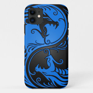 Blauwe en Zwarte Yin Yang Draken iPhone 11 Hoesje