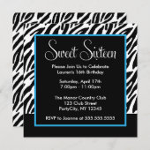 Blauwe en zwarte zebra afdrukken kaart (Voorkant / Achterkant)