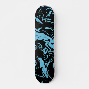 Blauwe en zwarte zwenken abstracte vloeistofverf skateboard