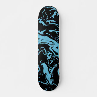 Blauwe en zwarte zwenken abstracte vloeistofverf skateboard