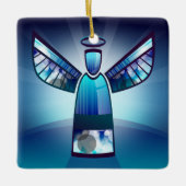 Blauwe Engel Keramisch Ornament (Voorkant)