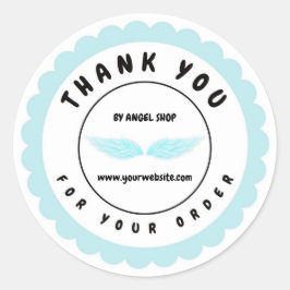 Blauwe engel vleugels cirkel aanpassen ronde sticker