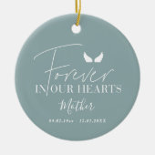 Blauwe engel vleugels Memorial kerstboom Keramisch Ornament (Voorkant)